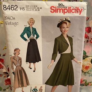 Simplicity Vintage 1940s Sewing Pattern 8462
